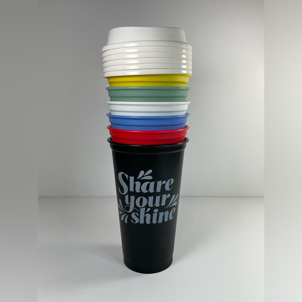 Starbucks Limited‎ Edition 2017 Reusable Cups Lids Pack of 6 Excellent Condition